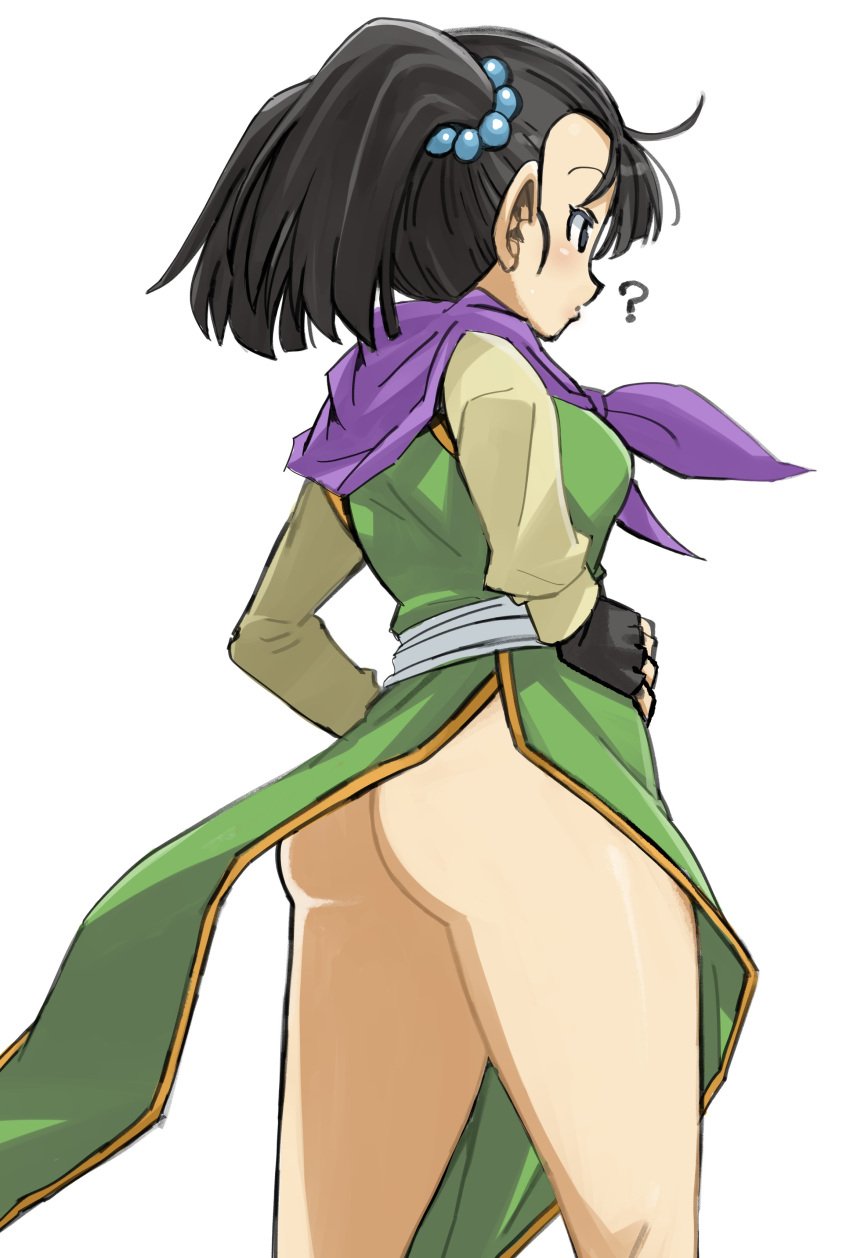 ass clothing dragon_quest dragon_quest_iii dress fighter_(dq3) martial_artist muramasa_mikado no_panties oblivious small_breasts