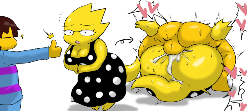 <3 1boy 1girls 2d absurd_res alphys anthro anthro_female anthro_penetrated ass ass_to_ass balls big_butt black_clothing black_dress bodily_fluids breasts cleavage clothed clothing cum cum_from_pussy cum_in_pussy cum_inside dress duo enigi09 female female_on_bottom female_on_human female_penetrated frisk from_front_position genital_fluids genitals heart hi_res human human_on_anthro human_on_humanoid human_penetrating human_penetrating_anthro human_penetrating_female human_penetrating_humanoid humanoid humanoid_female humanoid_penetrated interspecies lizard_girl lizard_humanoid male male/female male_on_anthro male_on_top male_penetrating male_penetrating_anthro male_penetrating_female male_penetrating_humanoid mammal mating_press medium_breasts on_bottom on_top open_mouth partially_clothed penetration penile penile_penetration penis_in_pussy raised_clothing raised_dress reptile reptile_humanoid scalie sex straight tail thick_tail undertale undertale_(series) vaginal_penetration video_games white_background wide_hips yellow_body yellow_skin