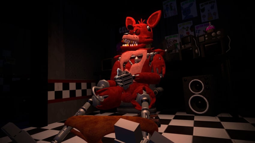 1boy 2017 3d animatronic balls black_nose canid canine closed_eyes cock cum cum_on_hand cumshot cupcake_(fnaf) dark eye_patch eyewear fetish five_nights_at_freddy's fox foxy_(fnaf) fur furry furry_only garry's_mod genital_fluids genitals golden_tooth grey_penis hook hook_hand living_machine male male_only mammal masturbation pants pants_down penis pirate pleasure_face pleasured red_balls red_body relaxing robot robotic_arm robotic_legs sharp_teeth slayerthefox115 solo solo_male