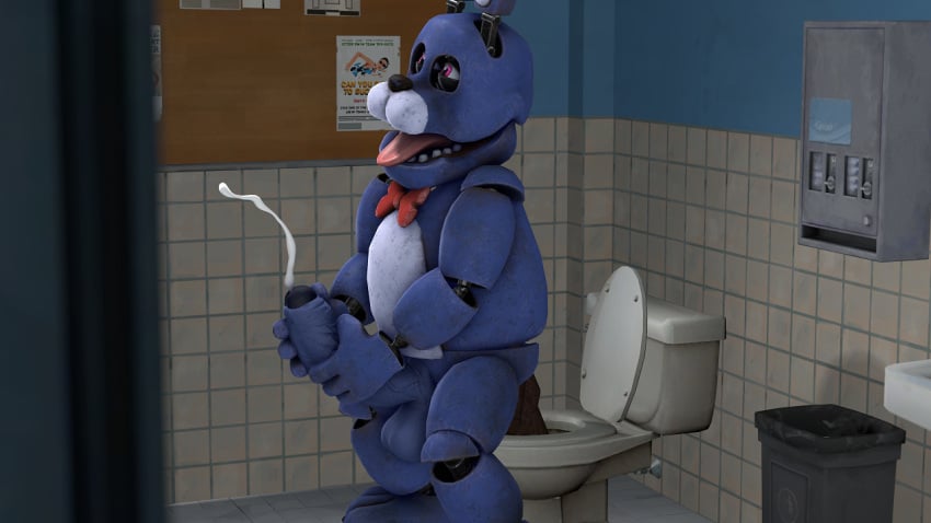 2020 3d animatronic anthro anthro_only anthrofied balls black_nose blue_body bonnie_(fnaf) bowtie bunny cum cumshot erection fetish five_nights_at_freddy's fur furry furry_only garbage-chan genital_fluids genitals happy humanoid_penis living_machine long_ears machine male male_only mammal masturbation open_mouth penis purple_eyes rabbit scat shit solo solo_male tagme teeth toilet tongue_out veiny veiny_penis video_games