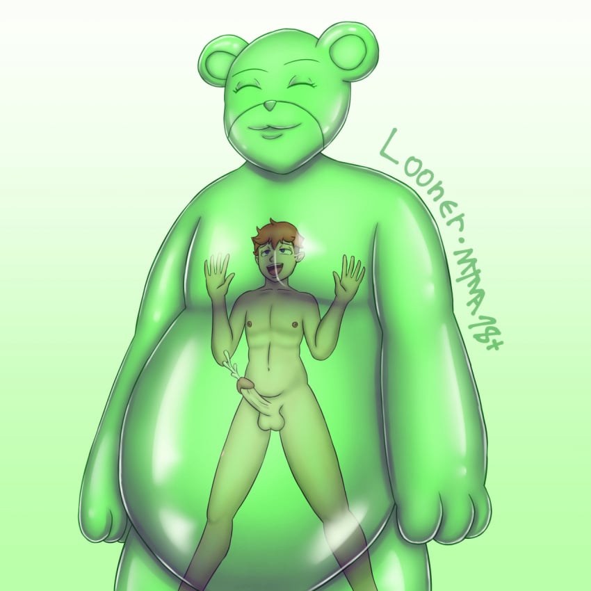 absorption absorption_vore ahe_gao bear ejaculation gelatin green_body gummy gummy_bear hypnosis imprisoned jelly loonerma male_only mind_control orgasm slime soft_vore trapped vore