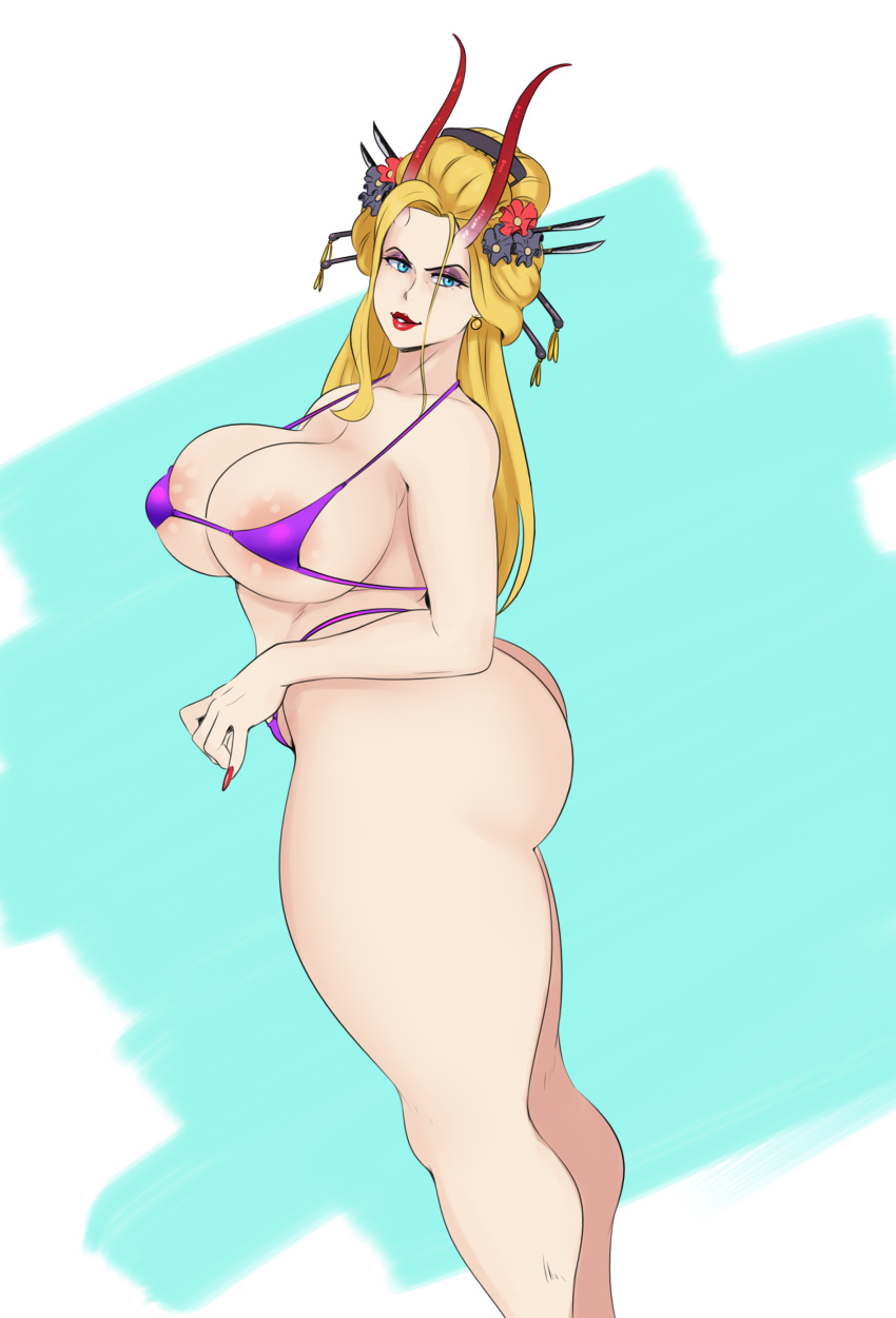 1girls beast_pirates big_ass big_breasts big_butt black_maria blonde_hair curvy curvy_female female female_only giantess hair_ornament horns nail_polish one_piece sfh sunnysundown thong_bikini