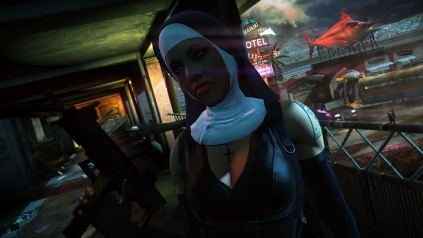 3d bodysuit edit female hitman hitman_absolution io-interactive jennifer_anne_paxton latex latex_nun nun nun&amp;#039;s_habit nun_outfit screenshot screenshot_edit the_saints_(hitman_absolution) video_games