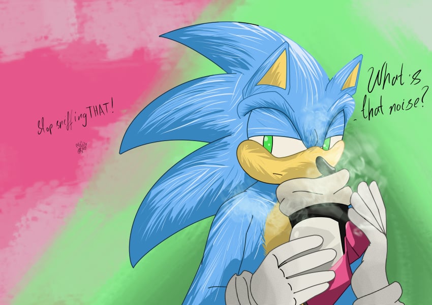 absurd_res anthro blue_body blue_fur clothing de_volt eulipotyphlan feet foot_fetish fur gloves green_eyes handwear heart_eyes heart_symbol hedgehog hi_res male mammal musk musk_clouds sega smelly_shoes sniffing solo sonic_(series) sonic_the_hedgehog sonic_the_hedgehog_(series) steam worship