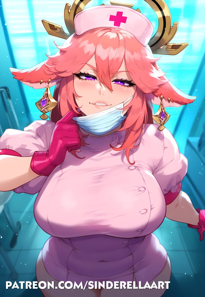 ai_generated ass_bigger_than_head big_breasts big_breasts big_butt breasts_bigger_than_head busty clinic commission female genshin_impact gloves heavenly_ass hospital hoyoverse huge_ass huge_breasts large_ass large_breasts milf nurse nurse_clothing nurse_uniform patreon patreon_url patreon_username pawg sinderellaart tease teasing teasing_viewer thick thick_ass thick_legs thick_thighs voluptuous voluptuous_female yae_miko