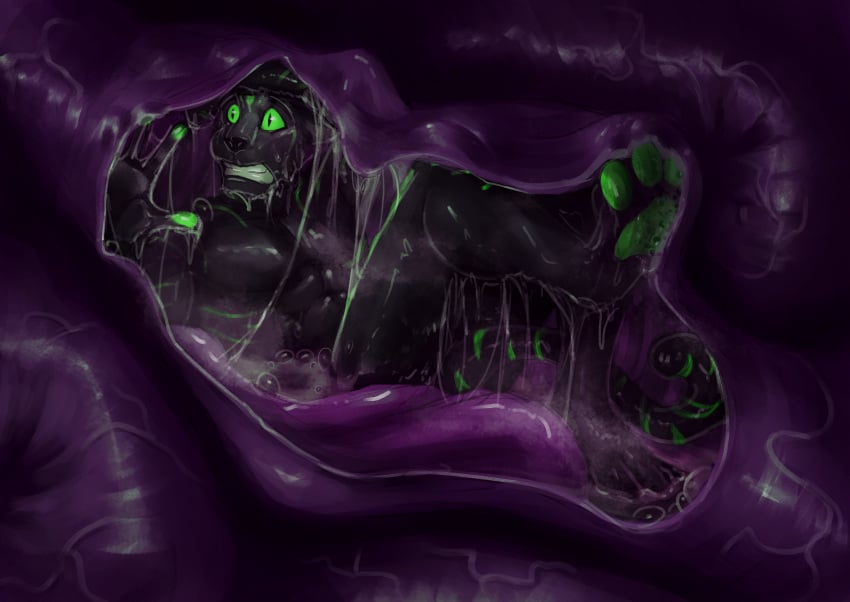 absurd_res anthro anthro_pred black_body black_fur bodily_fluids bodily_fluids_drip detailed_internal devourer_(razor_koopa) dragon dripping fangs feet felid foam fully_inside fur goo_creature goo_dragon goo_drip green_pawpads guts hi_res hindpaw horn inside_intestines inside_small_intestine inside_stomach intestinal intestinal_bulge intestinal_penetration intestines koshquasar larger_anthro larger_male larger_pred laski male male/male male_pred male_prey mammal muscular muscular_anthro muscular_male mythological_creature mythological_scalie mythology organs pantherine pawpads paws purple_body purple_flesh purple_insides purple_internal red_eyes saliva saliva_drip saliva_string scalie scared scared_expression scared_face sharp_teeth size_difference slime soft_vore spiked_tail spikes spikes_(anatomy) stomach_acid struggling struggling_prey tail teeth unwilling_prey vore wet wet_body willing_pred worried worried_face worried_look x-ray_view