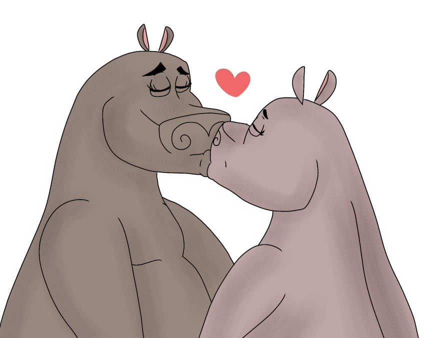 boman100 gloria_the_hippopotamus hippopotamid kissing madagascar_(series) oc original_character tagme yuri