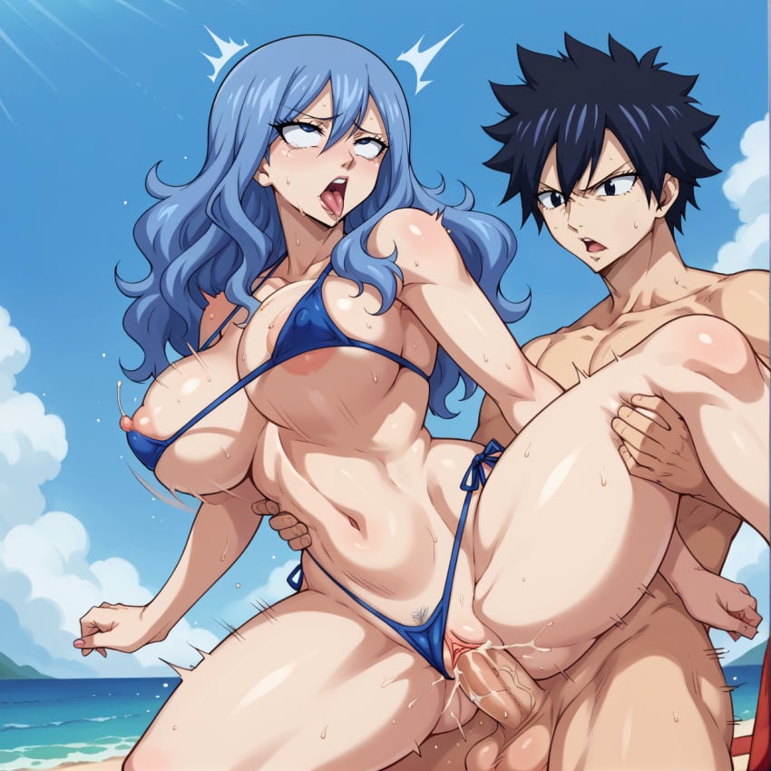 ai_generated beach black_hair blue_hair breasts breasts_bigger_than_head curvy curvy_body curvy_female curvy_figure erect_penis erection fairy_tail female gray_fullbuster huge_breasts juvia_lockser large_penis light-skinned_female light-skinned_male light_skin long_hair male male/female muscular_male penis ps-ai sex spiked_hair straight straight veiny_penis voluptuous voluptuous_female