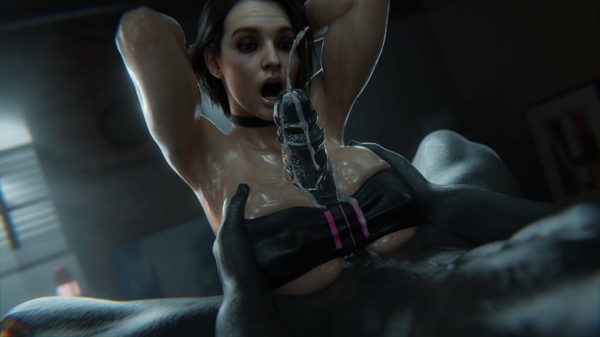 1boy 1girls 3d armpits arms_up big_penis brown_hair cum cum_on_breasts duo ejaculation ejaculation_between_breasts female female_focus jill_valentine jill_valentine_(sasha_zotova) large_breasts large_penis light-skinned_female light_skin male medium_hair mr_x open_mouth outercourse paizuri partial_male penis penis_between_breasts resident_evil resident_evil_3 resident_evil_3_remake stephanie23 unseen_male_face