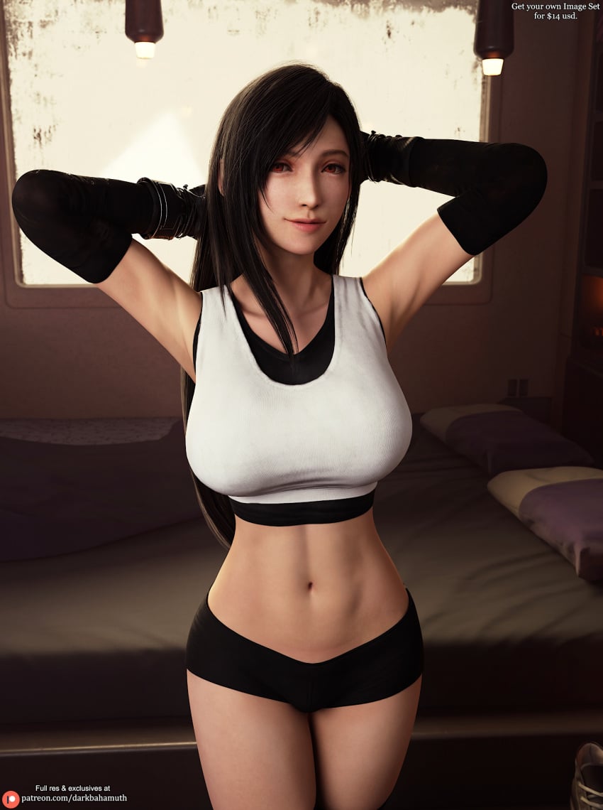 3d belly darkbahamuth final_fantasy final_fantasy_vii midriff panties tifa_lockhart