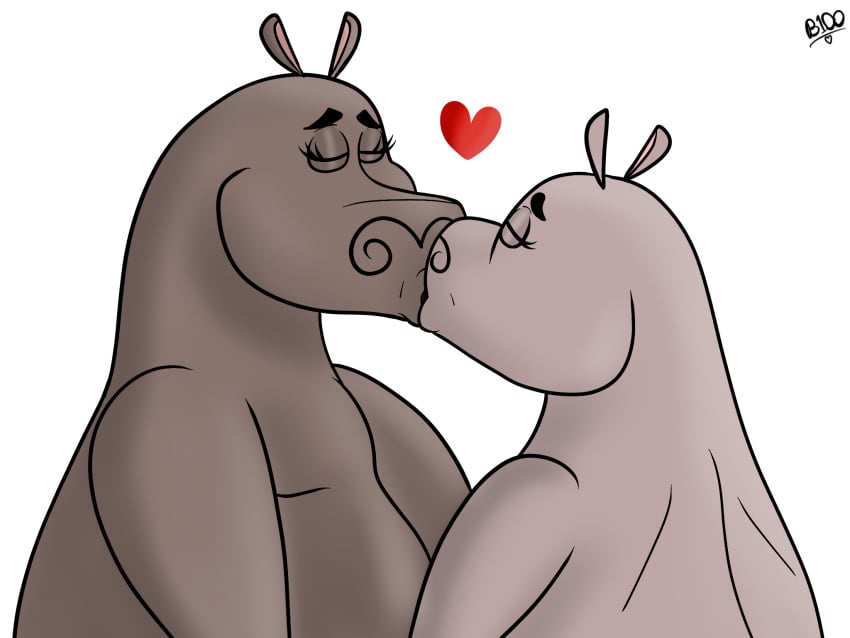 boman100 gloria_the_hippopotamus hippopotamid kissing madagascar_(series) oc original_character tagme yuri