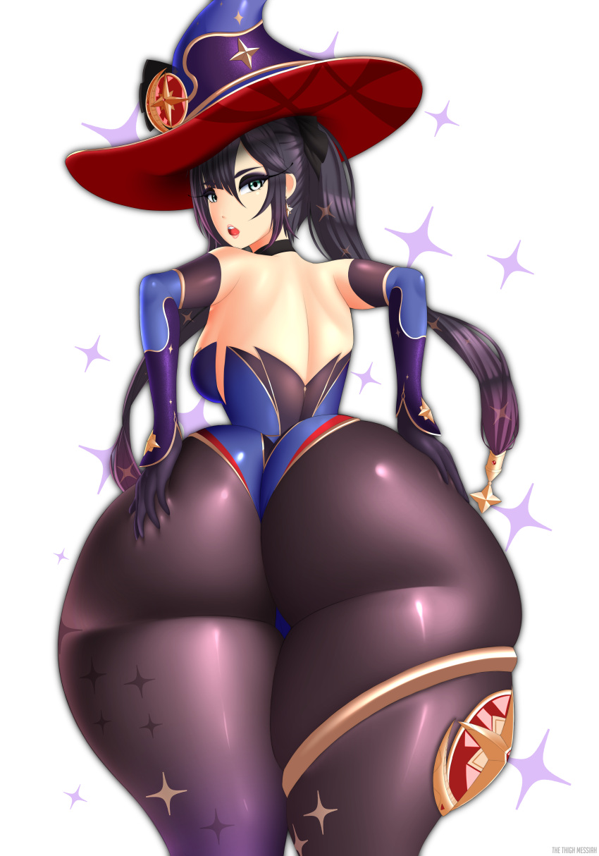 1girls ass big_ass big_butt bottom_heavy bubble_ass bubble_butt butt dat_ass fat_ass female female_only genshin_impact gloves hand_on_ass hat huge_ass huge_butt large_ass leotard looking_at_viewer looking_back mona_(genshin_impact) solo solo_female thethighmessiah thick thick_ass thick_thighs twintails wide_hips