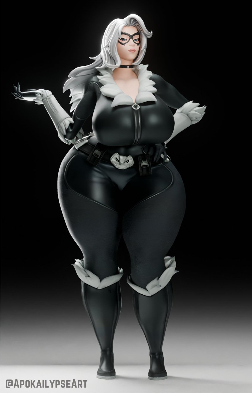 1girls apokailypseart big_breasts black_cat_(fortnite) black_cat_(marvel) breasts clothed clothed_female felicia_hardy female female_focus female_only fortnite large_boobs large_breasts looking_at_viewer marvel marvel_comics obese solo solo_female solo_focus spider-man_(series) thick_thighs thighs