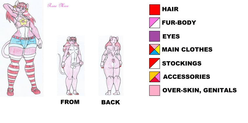 anthro big_ass big_penis earrings femboy furry ginger_hair hairbow long_hair long_stockings marlon64 model_sheet naked_male original_character pink_body pink_fur purple_eyes rat_boy red_hair red_nails reference_sheet rose_mice_(waifuland) short_jeans solo_male tank_top teen_boy traditional_drawing_(artwork) trans_man waifuland white_background white_fur