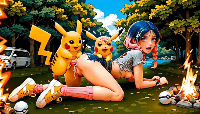 2d 2d_(artwork) 3d ai_generated anal anal_sex crying forced lost_battle_(pokemon) original_character pikachu pink_hair pokefan_alice pokemon pokemon_(species) public public_sex terror139