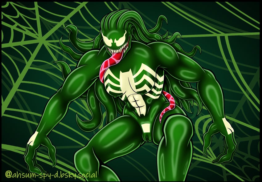 ahsum_spy-d corruption female female_only girl green_skin klyntar latex liquid_latex marvel marvel_comics monster monster_girl muscular muscular_girl nipples pussy she-hulk she-venom skin_tight slime slime_girl solo spider-man_(series) symbiote tentacle_hair tongue tongue_out vagina venom_(marvel)