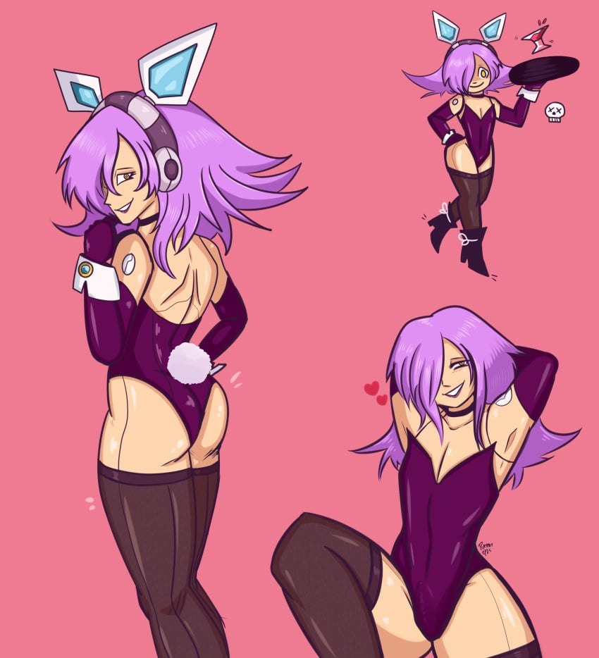 alternate_version androgynous bunny_boy bunny_costume bunnysuit femboy lilac_hair lipstick lumine_(mega_man) mega_man mega_man_x pear-shaped_figure pear_shaped ratprt reploid robot