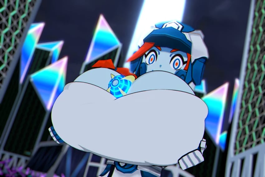 3d beast_ball big_breasts female female_only huge_breasts hyper_breasts nintendo object_between_breasts poke_ball pokemon pokemon_sm pokemon_usm zossie_(pokemon)