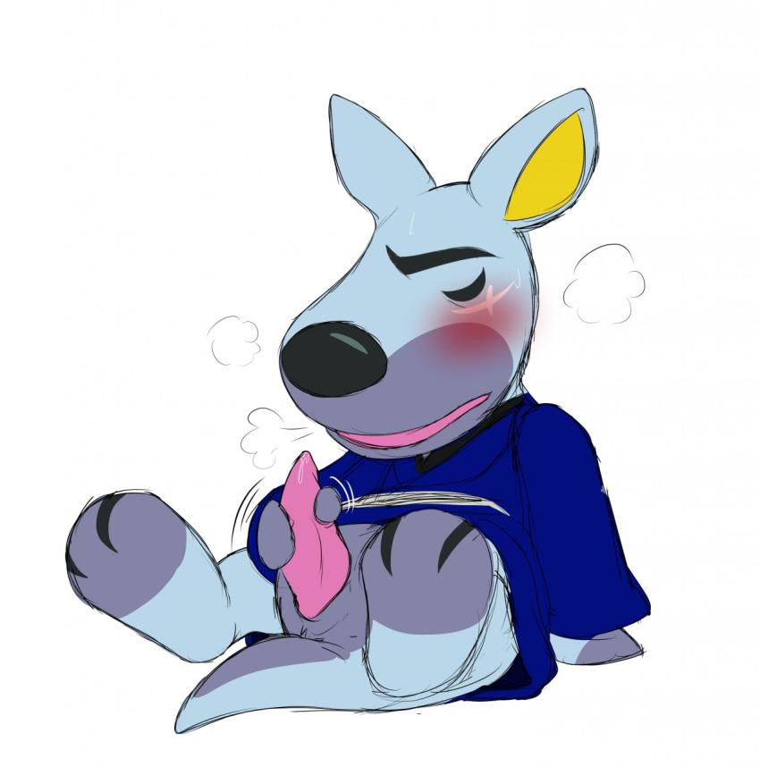 1boy 2020 ahe_gao ahegao animal_crossing anthro artist_request blush male male_only masturbation nintendo penis precum solo solo_male walt_(animal_crossing)