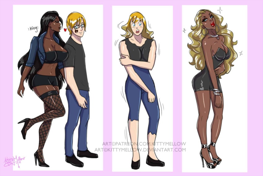 blackification breast_expansion dark-skinned_female ebonization female gender_transformation kittymellow mtf_transformation race_swap transformation