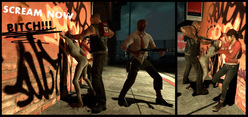 2boys 2girls 3d against_wall english_text female francis garry's_mod gun human human_female human_male left_4_dead louis male rape sex shotgun straight tagme text the_witch weapon witch_(left_4_dead) zoey_(left_4_dead) zombie zombie_girl