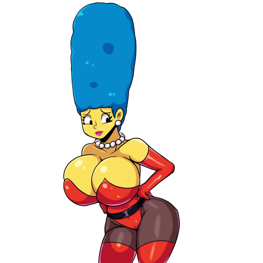 1girls alternate_breast_size bare_shoulders bending_forward big_breasts blue_hair breasts cleavage eyebrows eyelashes female female_only gloves hands_on_hips hips huge_breasts human human_only humanoid hurt iggy-bomb large_breasts latex latex_gloves lipstick long_hair looking_back marge_simpson milf necklace pantyhose red_clothing sad shiny_skin solo solo_female standing the_simpsons thick thick_thighs thighhighs thighs top_heavy white_background wide_hips yellow_skin