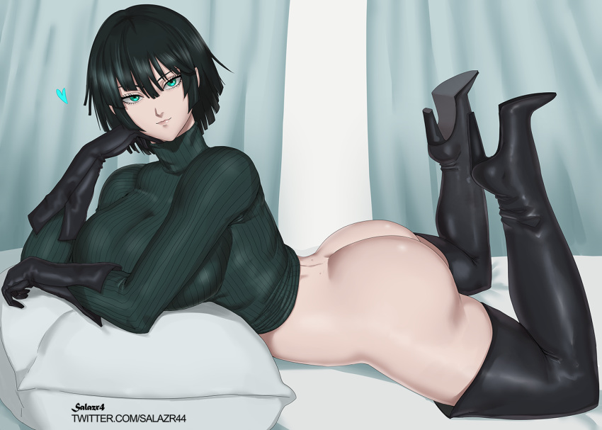 1girls ass bangs bed big_ass big_breasts big_butt boots breasts bubble_ass bubble_butt busty clothed clothing curvaceous curvy curvy_body curvy_female curvy_figure dark_green_hair eye_contact eyelashes fat_ass female female_focus female_solo fringe fubuki_(one-punch_man) gloves green_eyes green_hair heart heels high_boots high_heel_boots hips huge_ass large_ass large_breasts laying laying_down laying_on_bed legs legs_up light-skinned_female light_skin lips lipstick looking_at_viewer lying lying_down lying_on_bed lying_on_stomach medium_hair no_pants on_bed one-punch_man pose posing round_ass salazr4 shiny_skin short_hair slim slim_waist smile smiling smiling_at_viewer smirk solo solo_female solo_focus sweater thick thick_ass thick_thighs thigh_boots thighs thin_waist tight_clothing turtleneck voluptuous waist wide_hips