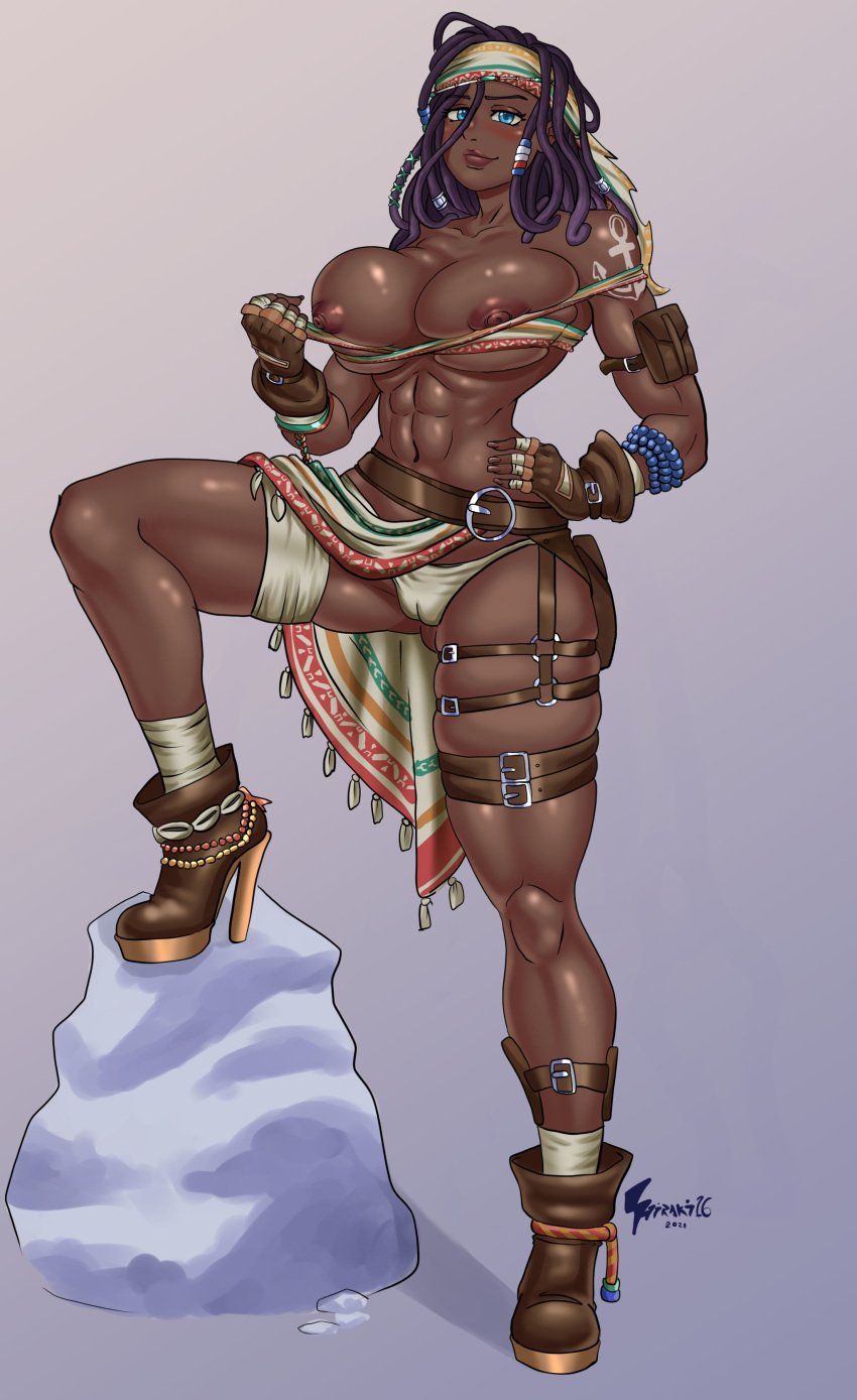 abs african african_female big_breasts breasts busty dark-skinned_female dark_skin darli_dagger dreadlocks female female_focus hirakiart hourglass_figure muscular muscular_female purple_hair samurai_shodown skimpy skimpy_clothes snk tagme wide_hips