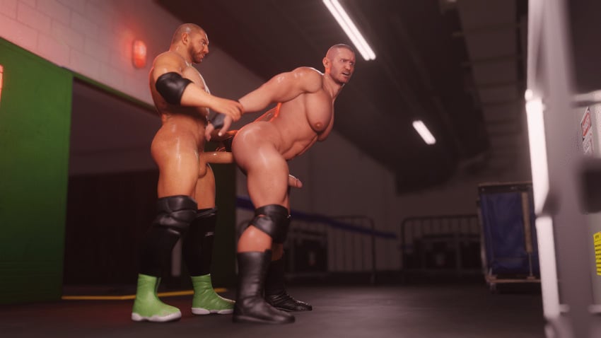 2boys abs anal anal_insertion anal_sex animated arms_held_back average_neighbor bara big_pecs blender boots dave_bautista elbow_pad erect_nipples erect_while_penetrated erection facial_hair fingerless_gloves floppy_cock fucked_from_behind gay gay_sex knee_pads male male_only mostly_nude muscles muscular muscular_male pecs penis_size_difference randy_orton retracted_foreskin sfm shaved_head standing_sex thrusting_into_ass wwe yaoic