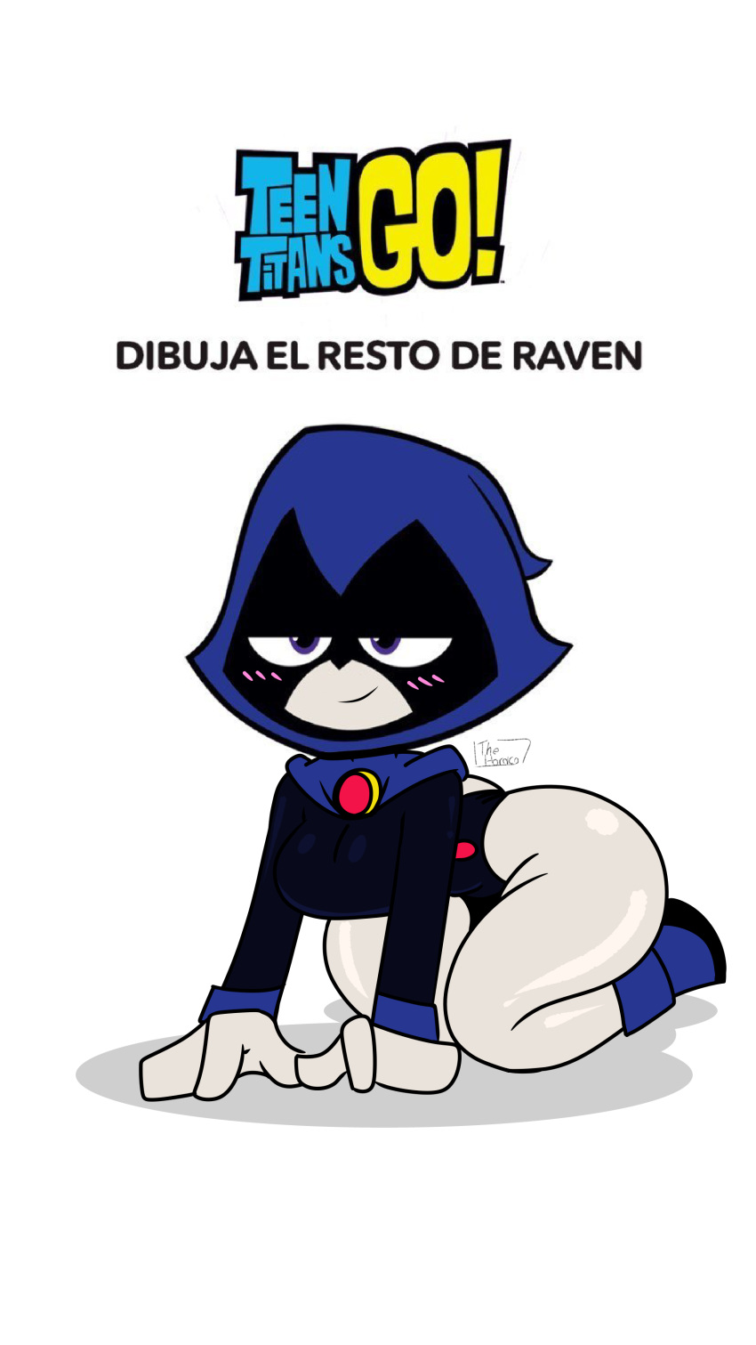 1girls dc dc_comics female female_only full_body hood horaco rachel_roth raven_(dc) simple_background straight_hair teen_titans teen_titans_go thehoraco