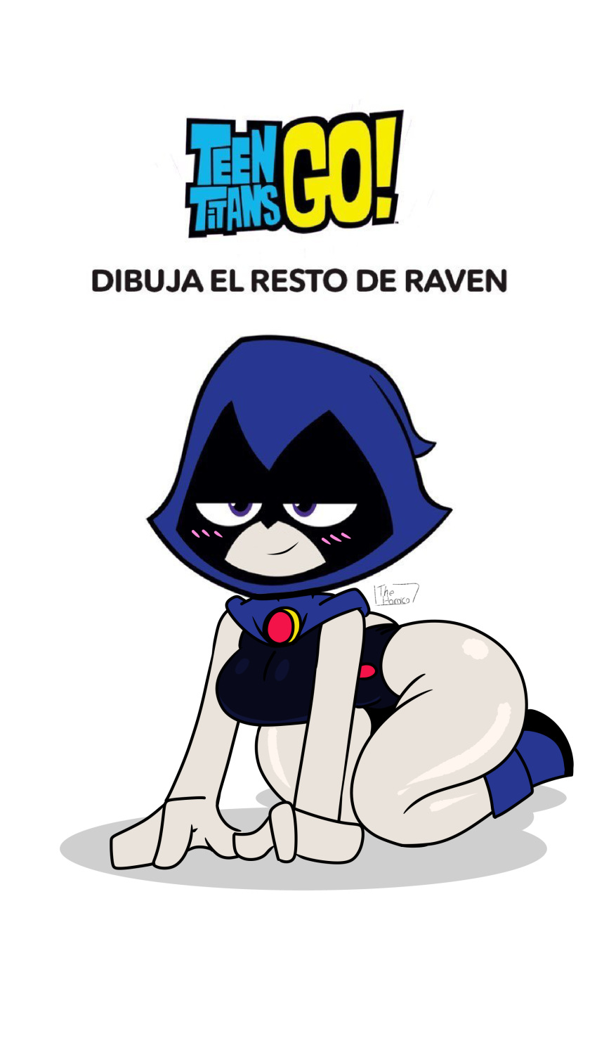 1girls dc dc_comics female female_only full_body hood horaco rachel_roth raven_(dc) simple_background straight_hair teen_titans teen_titans_go thehoraco