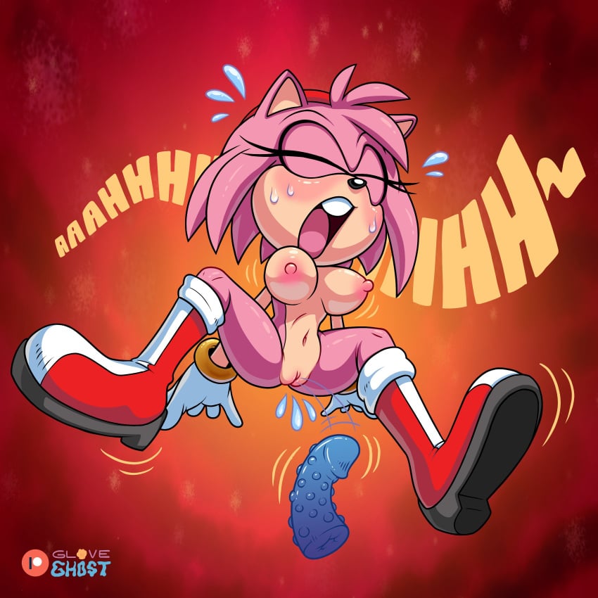 1girls after_insertion amy_rose big_breasts boots breasts busty climax dildo female female_only fur furry gloveghost hedgehog nipples pink_fur pink_hair pink_nipples puffy_nipples pussy pussy_juice red_boots sega sex_toy solo solo_female sonic_(series) vagina