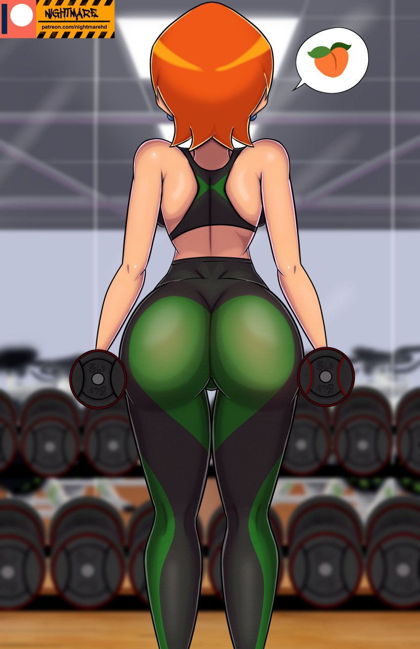 1girls 2021 aged_up alternate_breast_size ass ben_10 big_ass big_butt bubble_butt butt cartoon_network clothed clothed_female clothes clothing dat_ass exercise female female_only fully_clothed ginger green_eyes gwen_tennyson gym gym_clothes medium_breasts nightmare_hdraw orange_hair petite short_hair solo sports_bra standing thick_ass thick_thighs thighs tight_clothing weightlifting weights workout workout_clothes yoga_pants