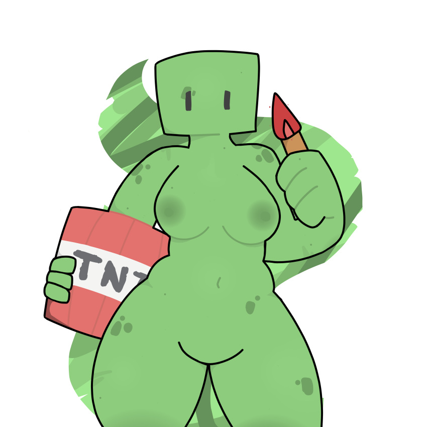 1:1 1girls 4_fingers areolae bare_shoulders belly belly_button big_breasts boobs breasts completely_nude creeper creeper_girl explosives featureless_crotch feet_together female female_only front_view green_body green_skin hips holding holding_object humanoid large_breasts magthender minecraft mouthless naked navel no_mouth no_pussy nude nude_female nudity simple_background solo solo_female spots thick thick_thighs thigh_gap thighs three_fingers tnt torch white_background wide_hips