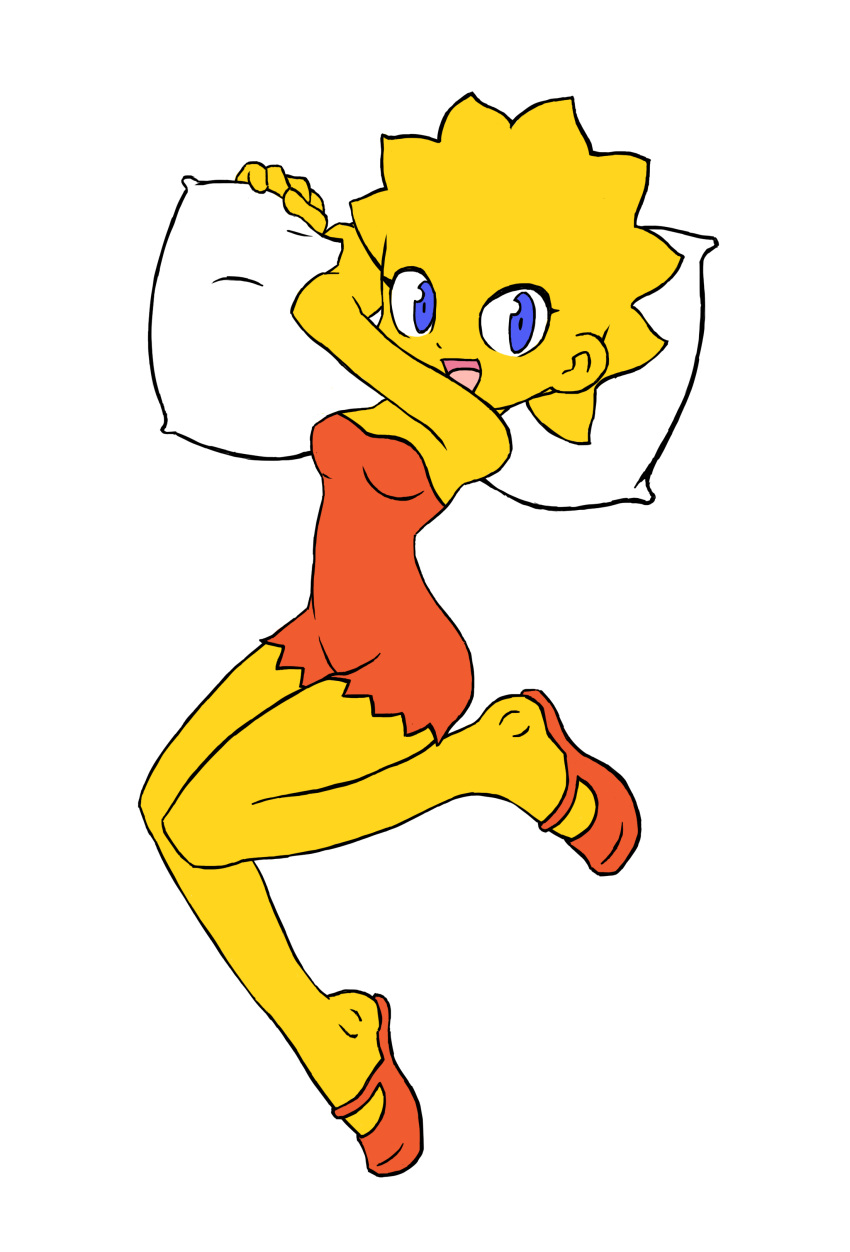 (original_artist_tbd) bed blue_eyes dress grown_up lisa_simpson pillow sallyx the_simpsons transparent_background yellow_body