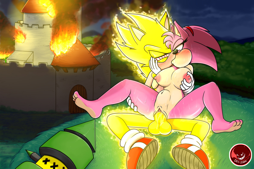 1boy 1boy1girl 1girls amy_rose anthro archie_comics arson balls breast_grab breasts burning burning_building castle clothed clothing dexstar duo eulipotyphlan exposed_torso female female_focus female_on_top female_penetrated fire fleetway_super_sonic footwear forest fur genitals gloves green_eyes hammer hand_on_breast handwear hedgehog hedgehog_humanoid hi_res kissing male male/female male_penetrating mammal mammal_humanoid mostly_nude partially_clothed penetration pink_body pink_fur plant red_eyes rosy_the_rascal_(archie) sega shoes sonic_(series) sonic_the_hedgehog sonic_the_hedgehog_(archie) sonic_the_hedgehog_(comics) spiral_eyes stomach_bulge super_sonic tools tree vaginal_penetration white_gloves yellow_body yellow_fur