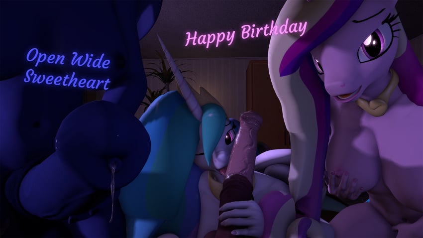 16:9 1futa 3d_(artwork) alicorn animal_genitalia animal_penis anthro ass big_breasts big_butt breasts dialogue english_text equid equine_penis female friendship_is_magic furry futanari genitals group hand_on_penis happy_birthday hi_res holding_breast horn horsecock large_breasts licking male mammal my_little_pony neterixx oral penile penis penis_lick princess_cadance_(mlp) princess_celestia_(mlp) princess_luna_(mlp) pussy sex sibling sister sisters straight text tongue tongue_out veiny_penis widescreen wings