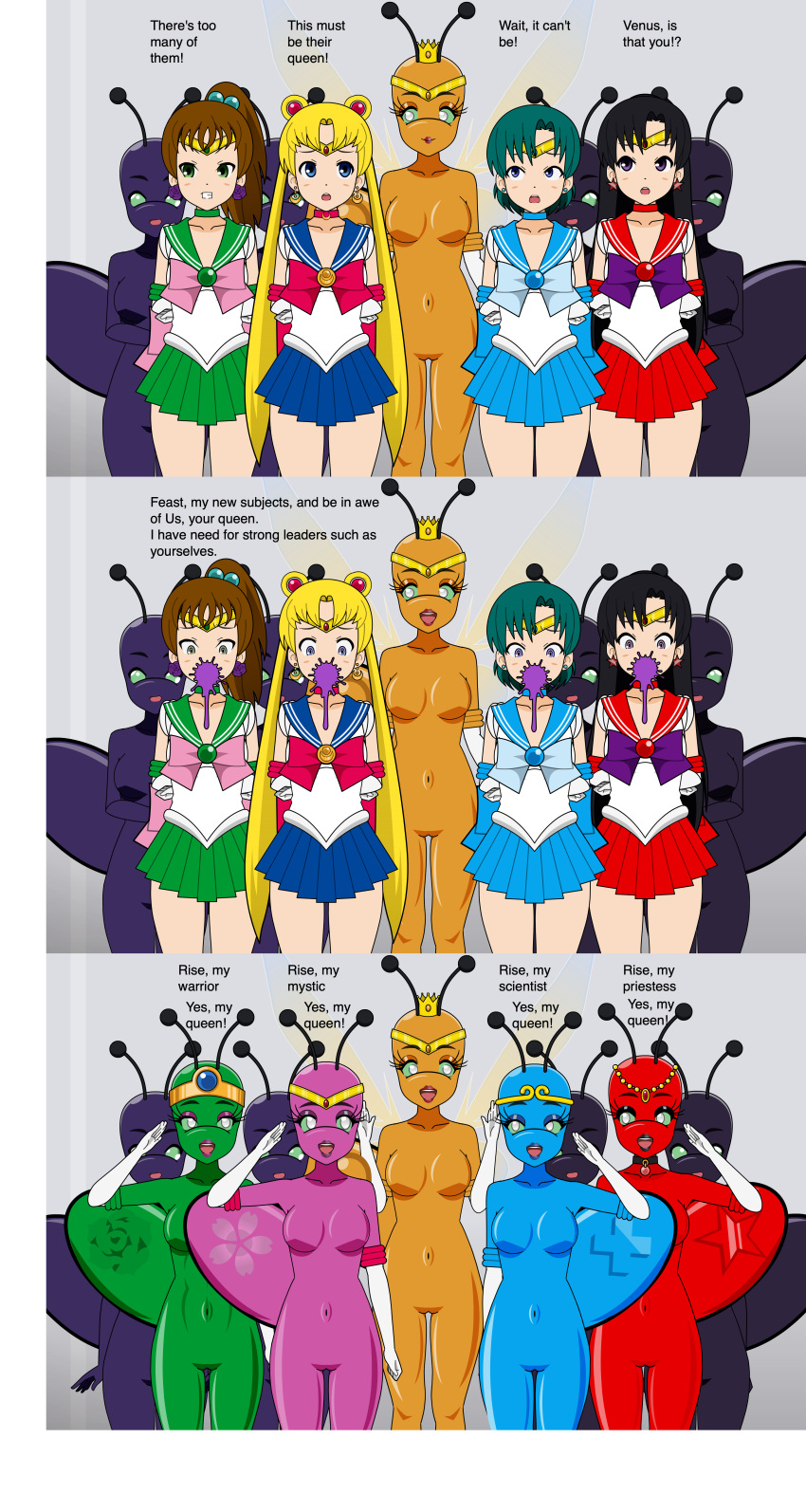 ami_mizuno bishoujo_senshi_sailor_moon brainwashing clothing corruption enemy_conversion english_text female female_only identity_death insect_girl insect_wings insects kisekae makoto_kino minako_aino multiple_females multiple_girls rei_hino sailor_jupiter sailor_mars sailor_mercury sailor_moon sailor_venus skirt small_breasts species_transformation text transformation transformation_sequence usagi_tsukino wfay42