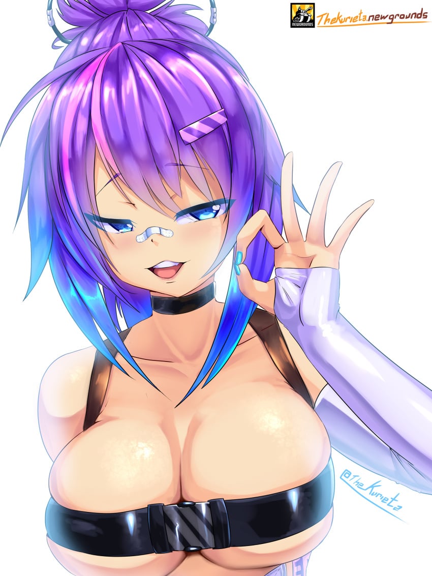 1girls beltbra big_breasts busty cleavage fellatio_gesture female female_only horny melody_(projektmelody) projektmelody purple_hair skimpy_clothes solo solo_female suggestive_gesture suggestive_look the_kurieta virtual_youtuber vshojo