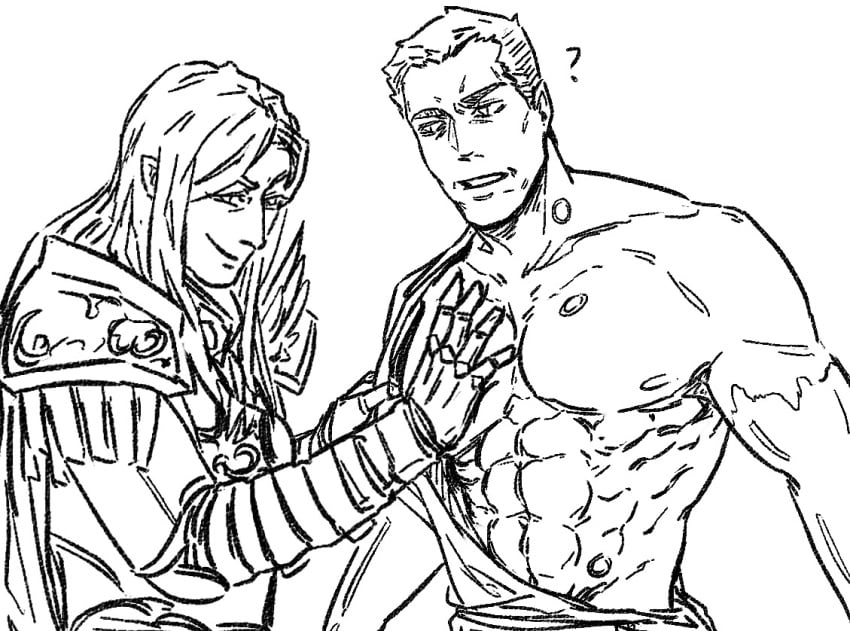 2boys abs armor black_and_white black_carapace brother_and_brother brothers emperors_children exposed_nipples ferrus_manus fulgrim gay imperium_of_man incest interspecies iron_hands line_art lineart long_hair long_hair_male male_focus meme_reference muscular muscular_male open_shirt pec_grab pec_grasp pec_touch pecs pointed_ears primarch warhammer_(franchise) warhammer_40k yaoi 柒号垃圾桶