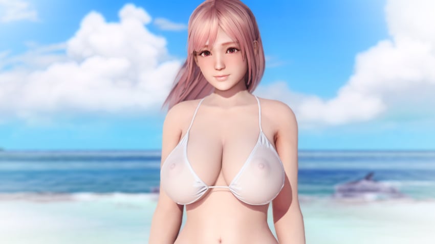 1girls 3d accidental_exposure areola areolae beach bikini breasts dead_or_alive dead_or_alive_5 dead_or_alive_5_last_round doahdm female female_only gravure_studio honoka_(doa) large_ass large_breasts light-skinned_female ninja_gaiden nipples nipples_visible_through_clothing public see-through see-through_clothing solo solo_focus tecmo thick_thighs wardrobe_malfunctio