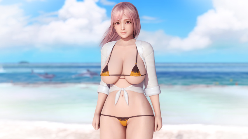 1girls 3d asian asian_female beach bikini breasts dead_or_alive dead_or_alive_5 dead_or_alive_5_last_round doahdm female female_only gravure_studio honoka_(doa) large_ass large_breasts light-skinned_female light_skin ninja_gaiden public solo solo_focus tecmo thick_thighs