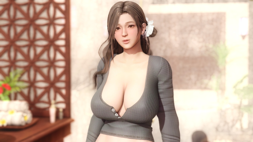 1girls 3d barely_covered breasts cleavage clothed dead_or_alive dead_or_alive_5 dead_or_alive_5_last_round dead_or_alive_xtreme_venus_vacation doahdm female female_only gravure_studio large_breasts ninja_gaiden sayuri_(dead_or_alive)