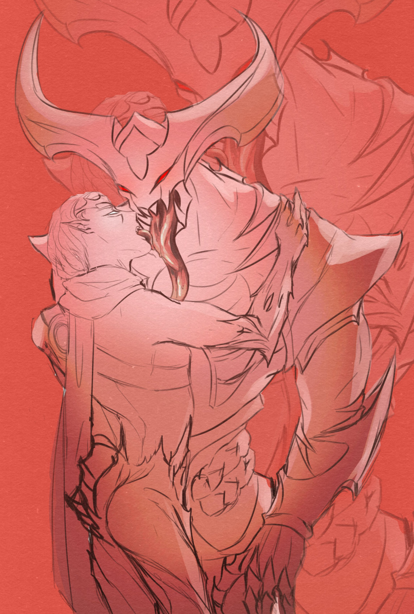 darkin gay kissing league_of_legends male_on_male male_only monster rhaast_(league_of_legends) varus