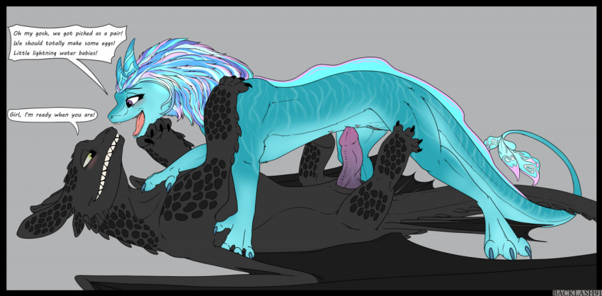 1boy 1boy1girl 1girls 2021 anthro backlash91 black_body black_nose black_skin blue_body blue_skin dialogue dragon english_text female feral feral_on_feral horny how_to_train_your_dragon male male/female night_fury penis_out raya_and_the_last_dragon sisu_(ratld) tagme toothless