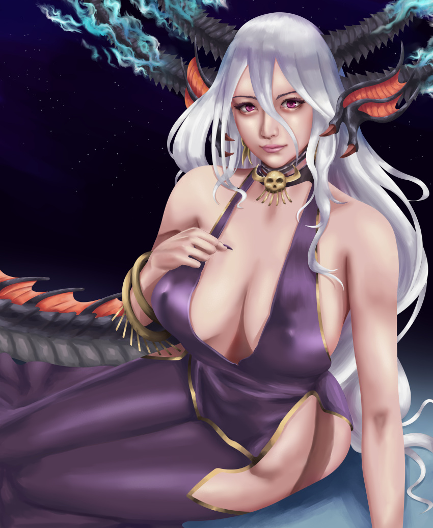 breasts dragon legs long_hair red_eyes tower_of_saviors white_hair