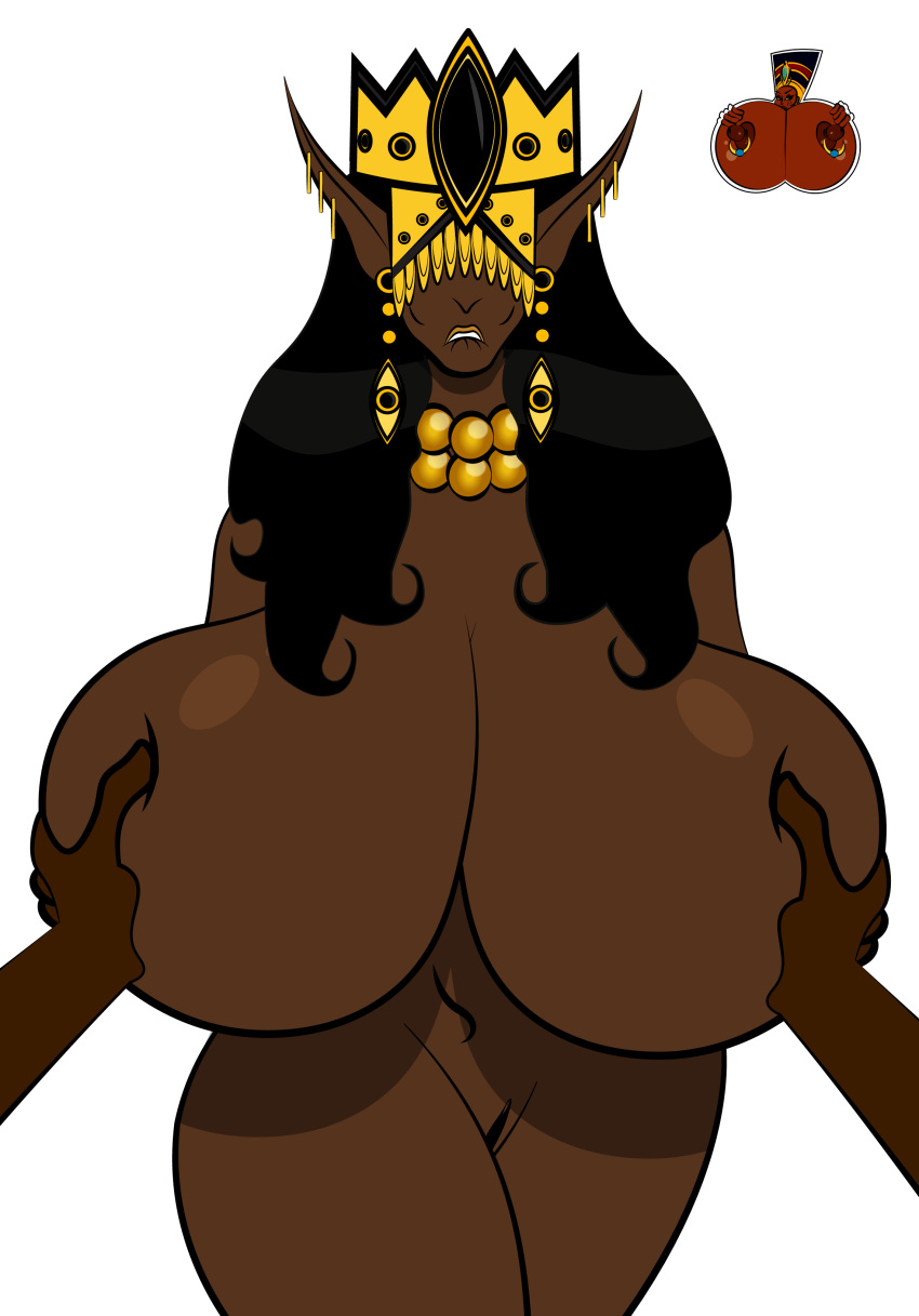 big_breasts biting_lip dark-skinned_female dark-skinned_male elf elf_ears grope groping_breast groping_breasts hands hidden_eyes huge_breasts kleora newdity pointy_ears tale_of_ebonee