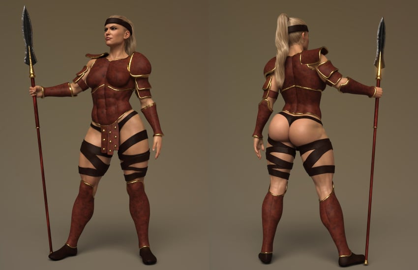 1girls 3d 3d_(artwork) abs amazon amazon_(diablo) armor ass black_headband black_thong blizzard_entertainment blonde_hair breasts diablo diablo_2 female female_only greaves headband large_ass large_breasts loincloth long_hair multiple_angles muscles muscular_female panties ponytail red_armor solo spear squarepeg3d tassel thigh_strap thong toned weapon wide_hips