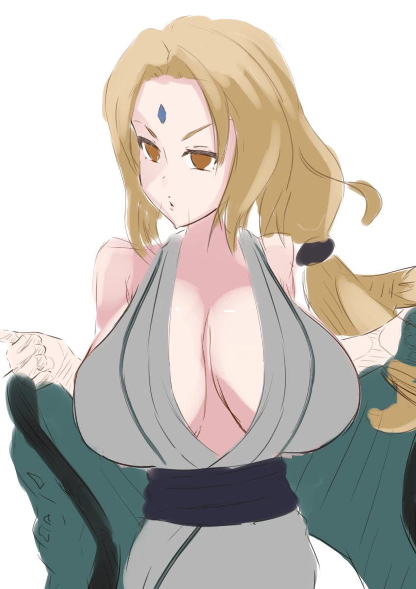 1girls alternate_version_available bare_arms bare_shoulders big_breasts blonde_hair boruto:_naruto_next_generations brown_eyes busty cleavage clothed clothing female female_only forehead_jewel forehead_mark fully_clothed human jellyjigs large_breasts mature mature_female milf naruto naruto_(classic) naruto_(series) naruto_shippuden pinup ponytail pose posing shounen_jump solo standing tied_hair tsunade undressing yellow_hair