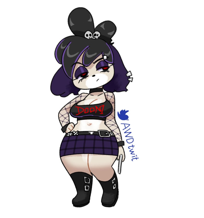 animal_crossing female goth gothabelle isabelle_(animal_crossing) minus8 nintendo shortstack solo tagme